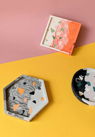 Handgemaakte terrazzo resin trays